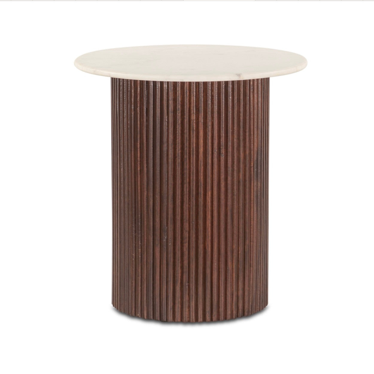 Iris Mango Wood and White Marble Side Table