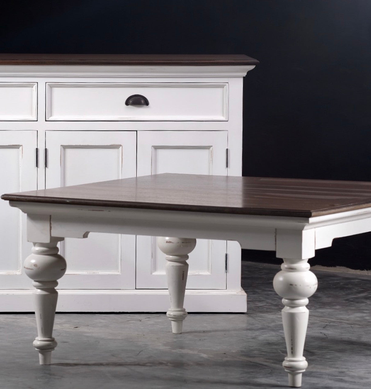 French Cottage Square Coffee Table 39"