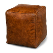 Sunday Afternoon Leather Cube,Natural by Sarreid Ltd