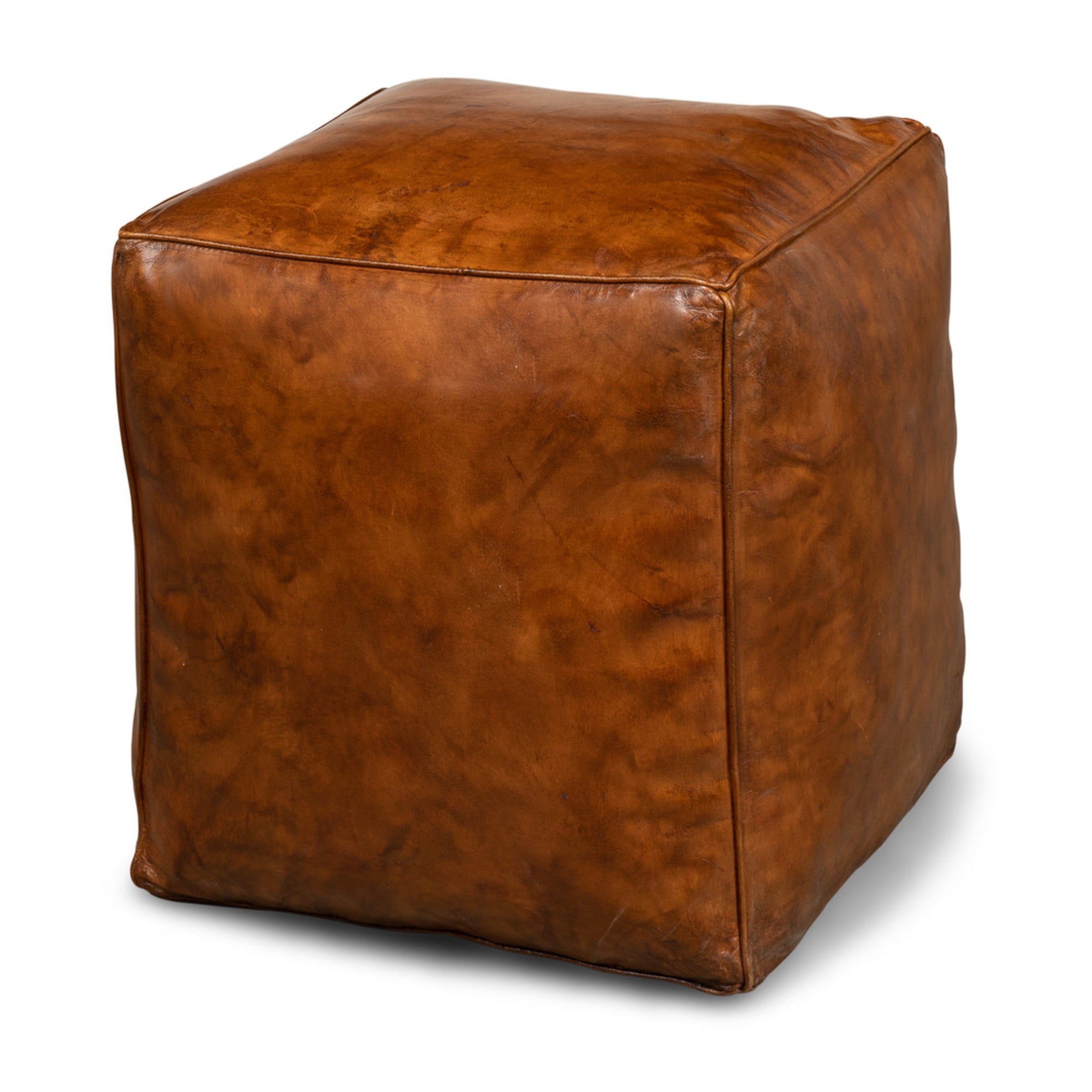 Sunday Afternoon Leather Cube,Natural by Sarreid Ltd