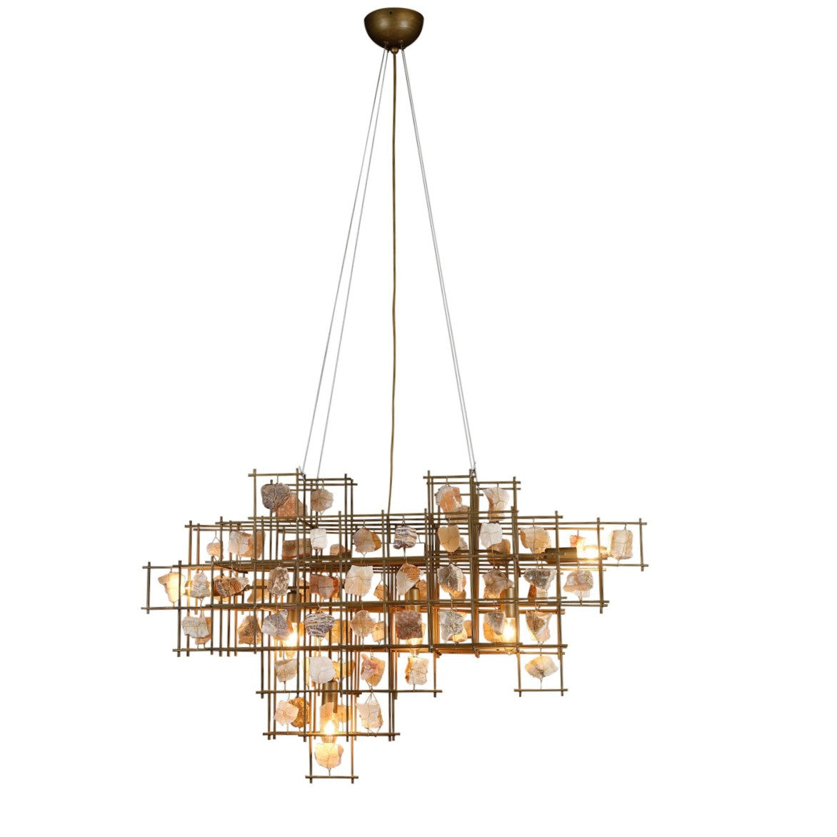 Beatrice Brass Pendant with Stones 38"