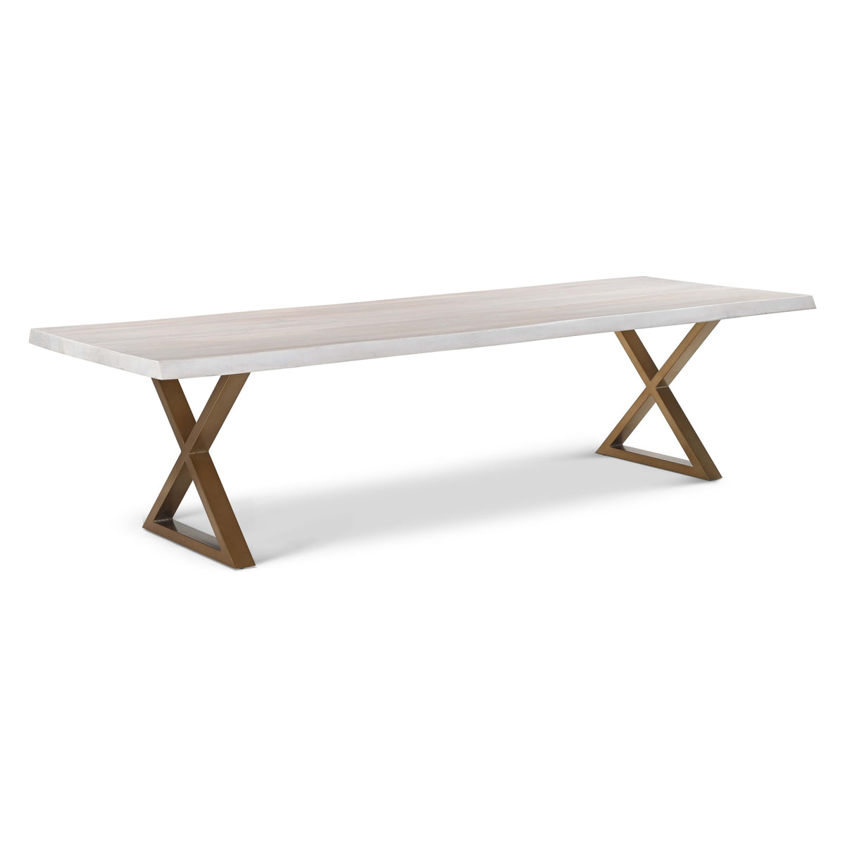 Brooks Dining Table X Base 40" x 116" White Wash Top - Brass Base by Urbia - detail 2