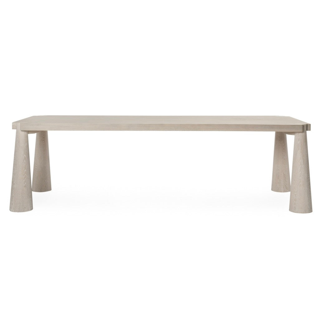 Austin Oak Wood Dining Table 102" in Milk White