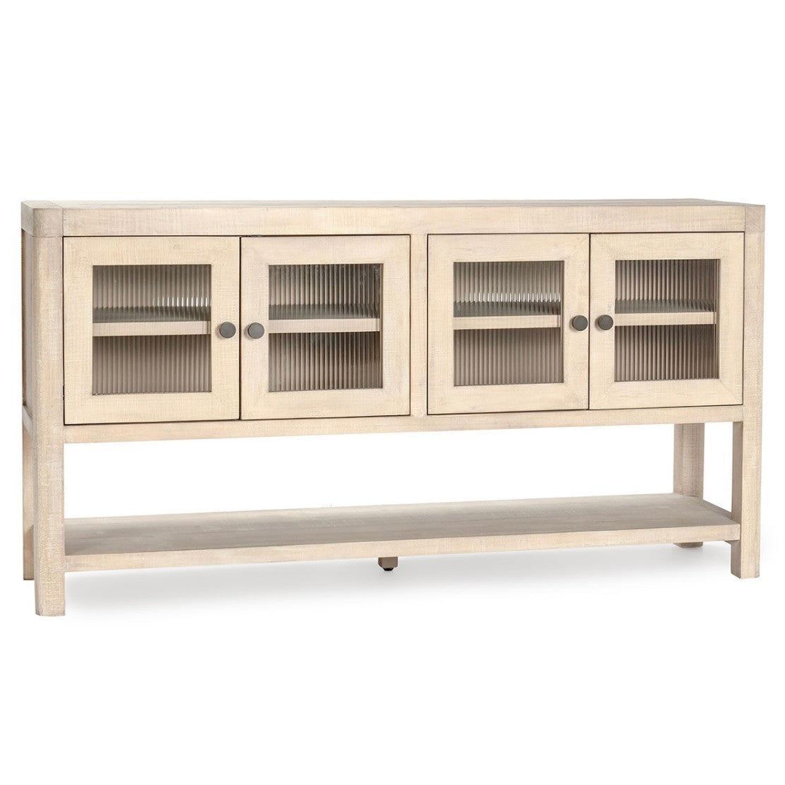 Tristan Reclaimed Wood White Washed 4-Door Cabinet 70"