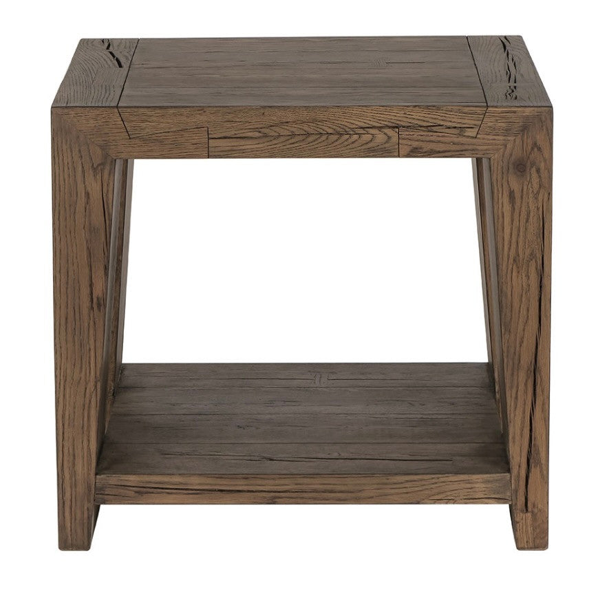 Troy Reclaimed Oak End Table in Suede Brown 24"