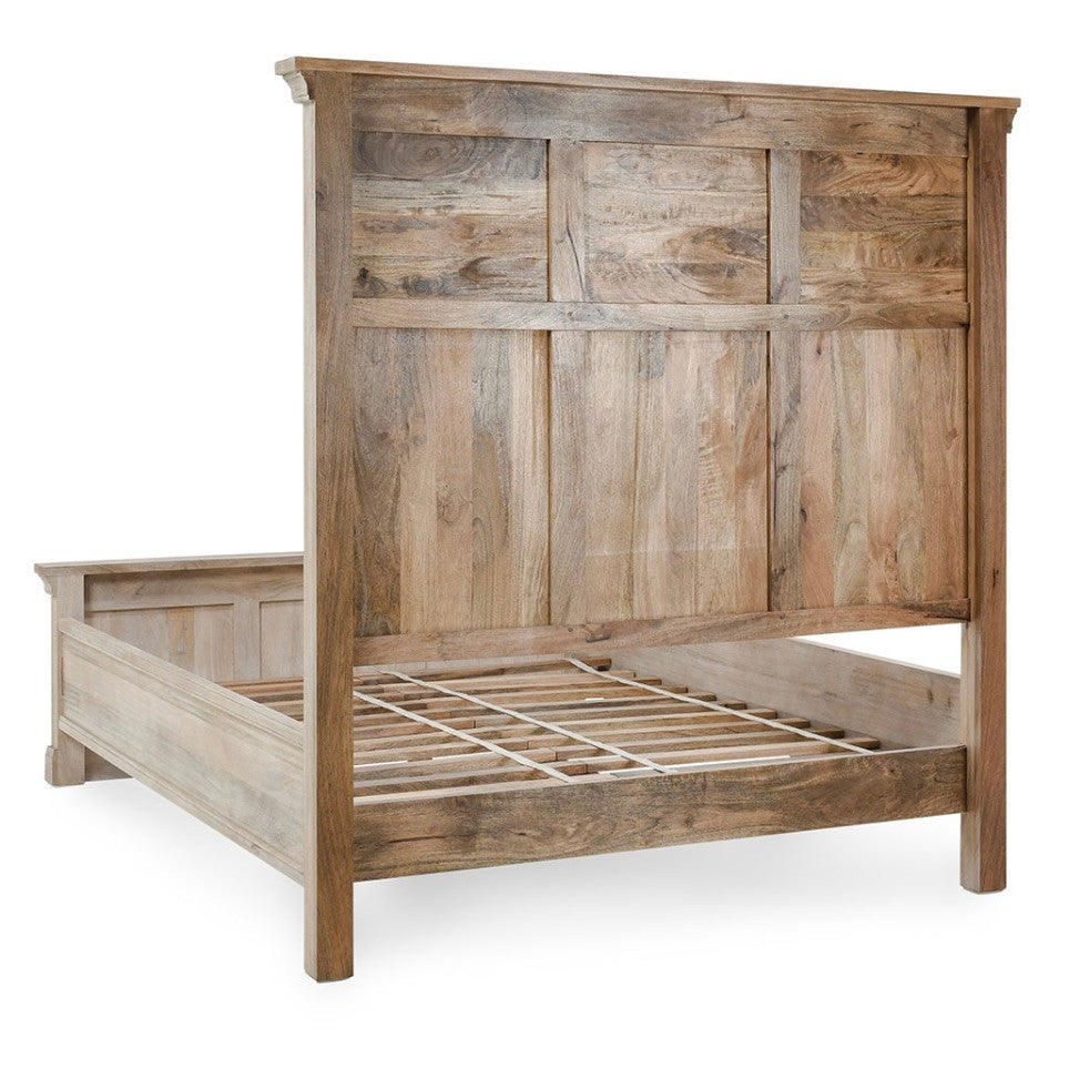 Adelaide King Mango Wood Platform Bed in White Wash