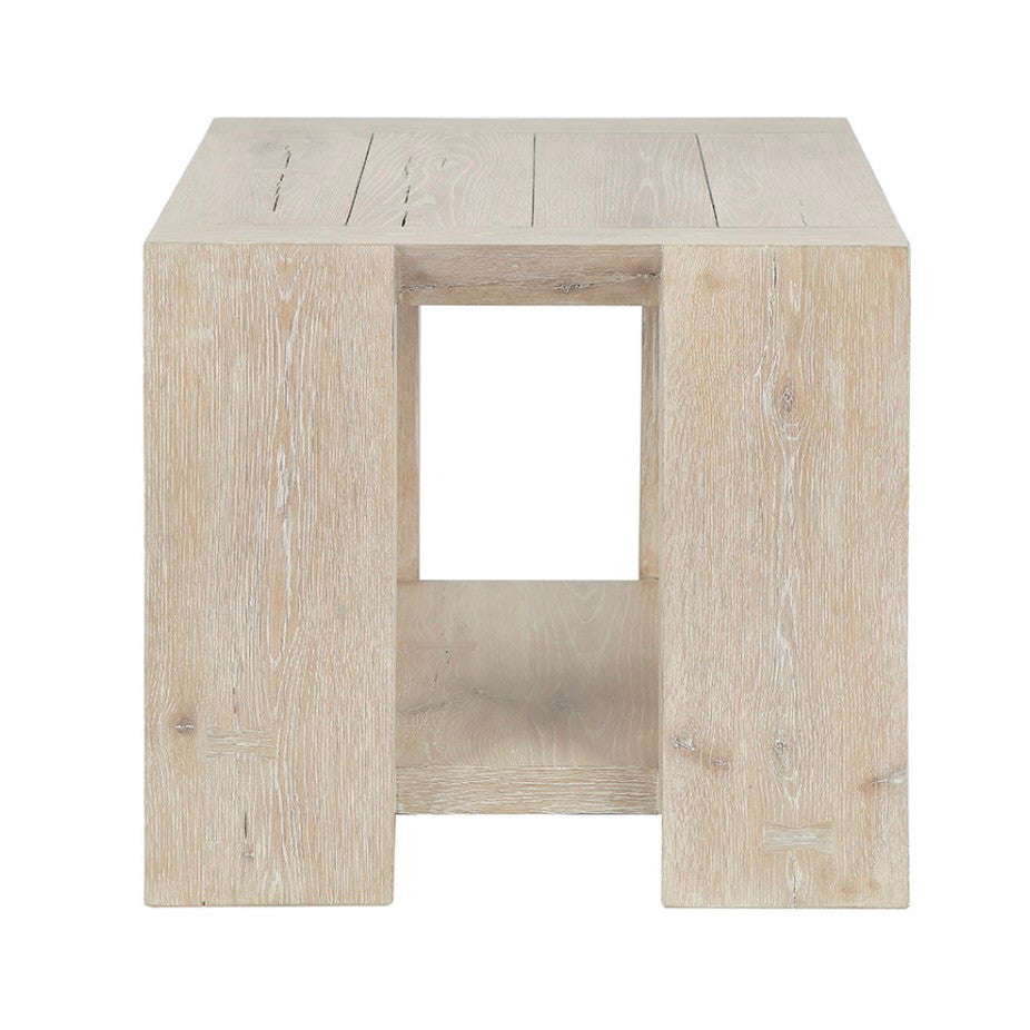 Troy Reclaimed Oak End Table in Aged Cream 24"