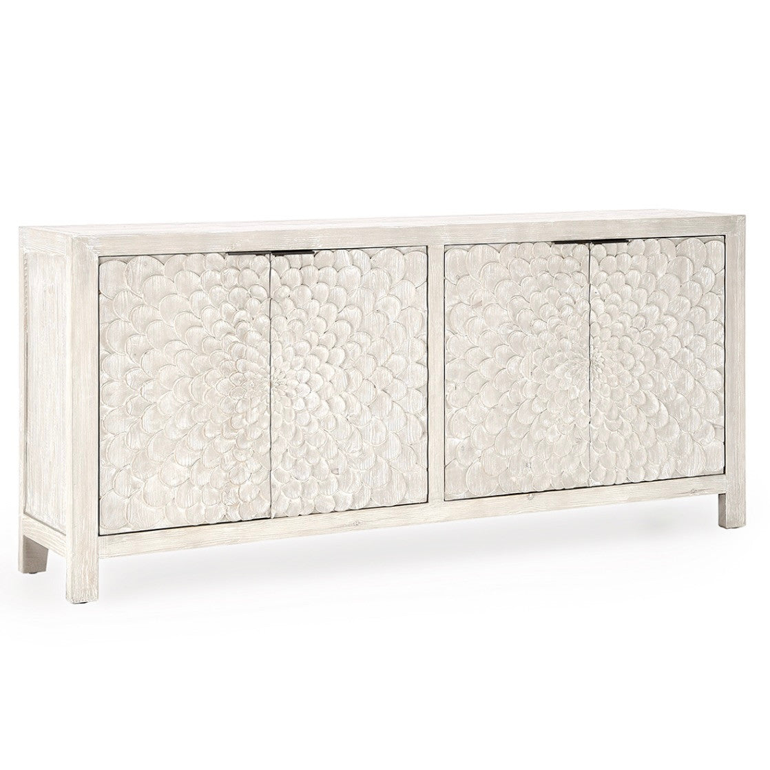 Astrid 4-Door Reclaimed Wood Sideboard in Vintage Cream 86"