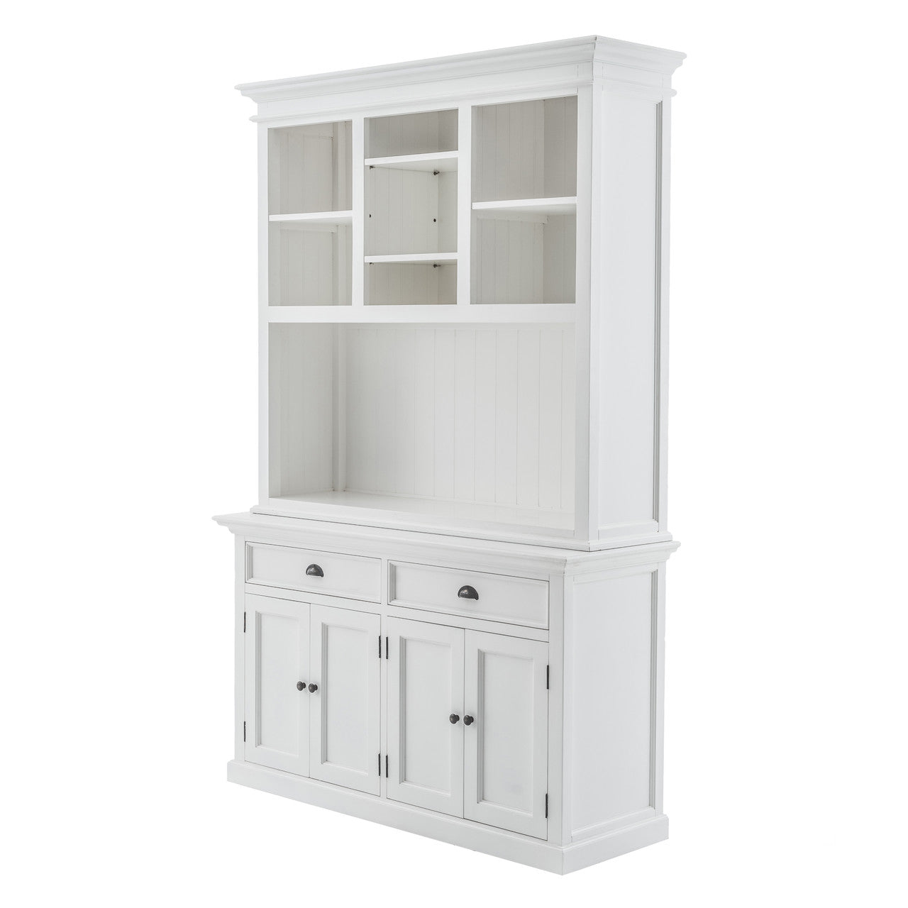 French Coastal Buffet Hutch Unit with 2 Adjustable Shelves 57"