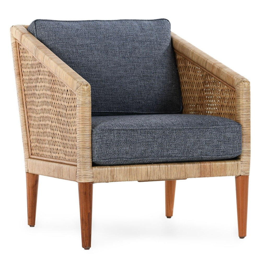 Kaitlin Rattan Accent Chair Natural/Blue