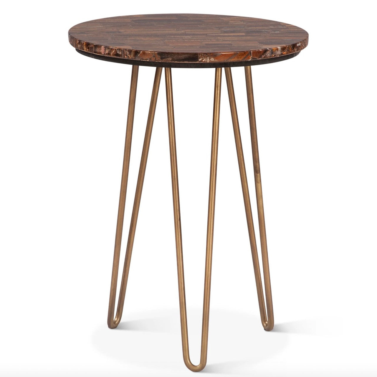 Calico 17" Side Table in Tiger Eye with Iron Base