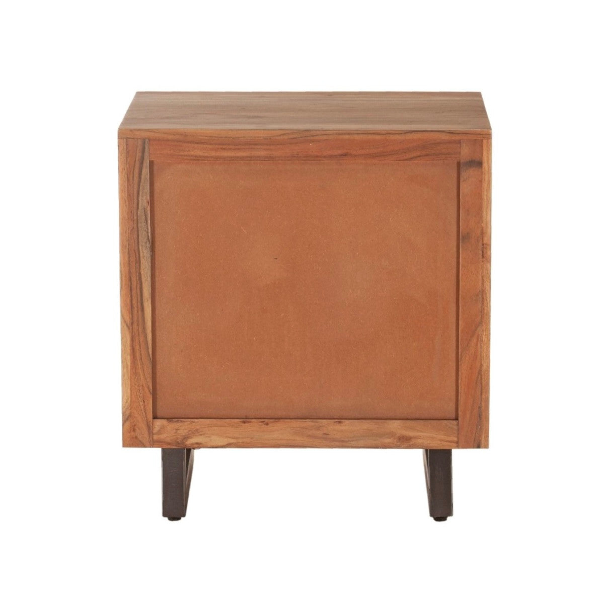 Live Edge Solid Wood & Iron 2-Drawer Nightstand - Smoked Acacia