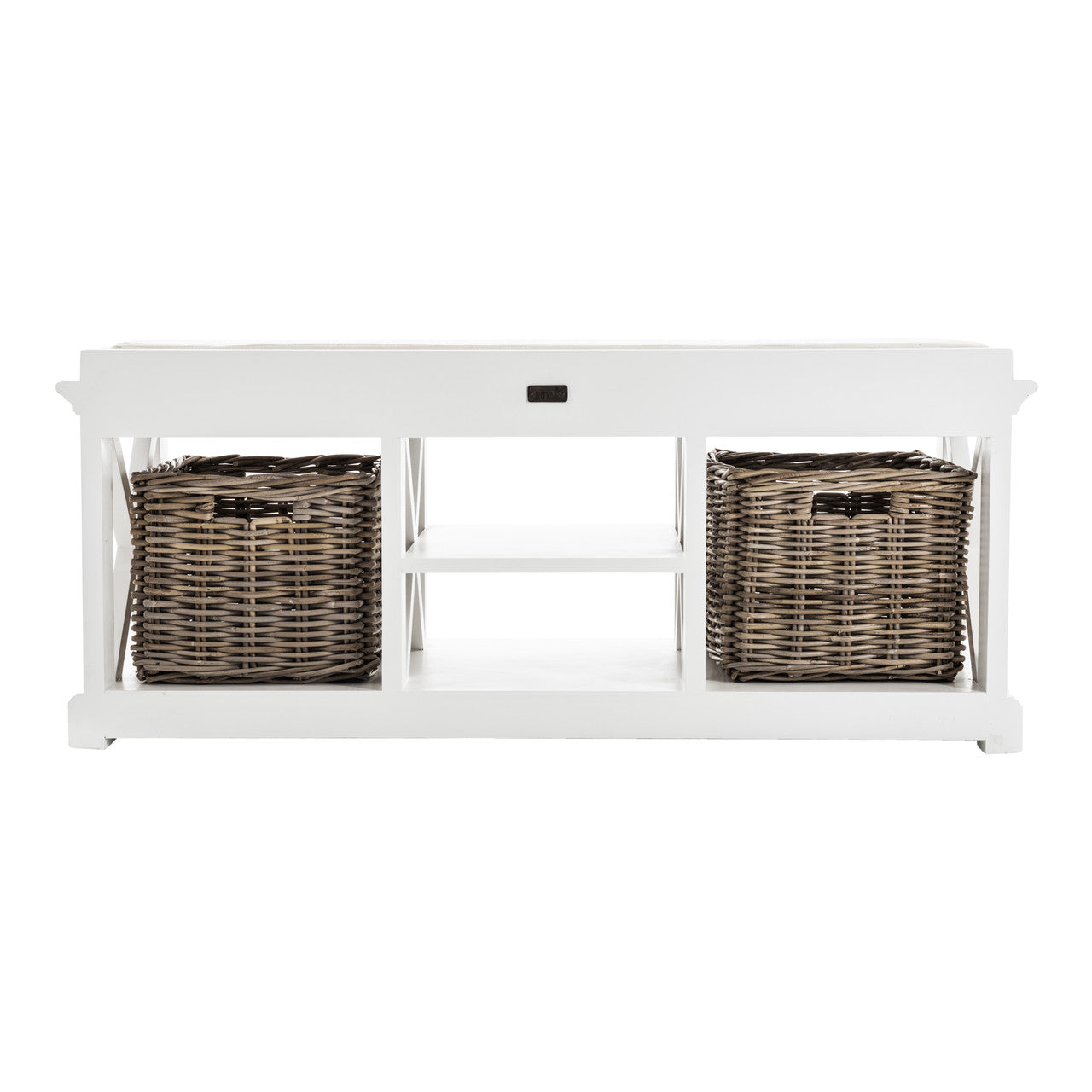 French Coastal Bench & Basket Set 47"