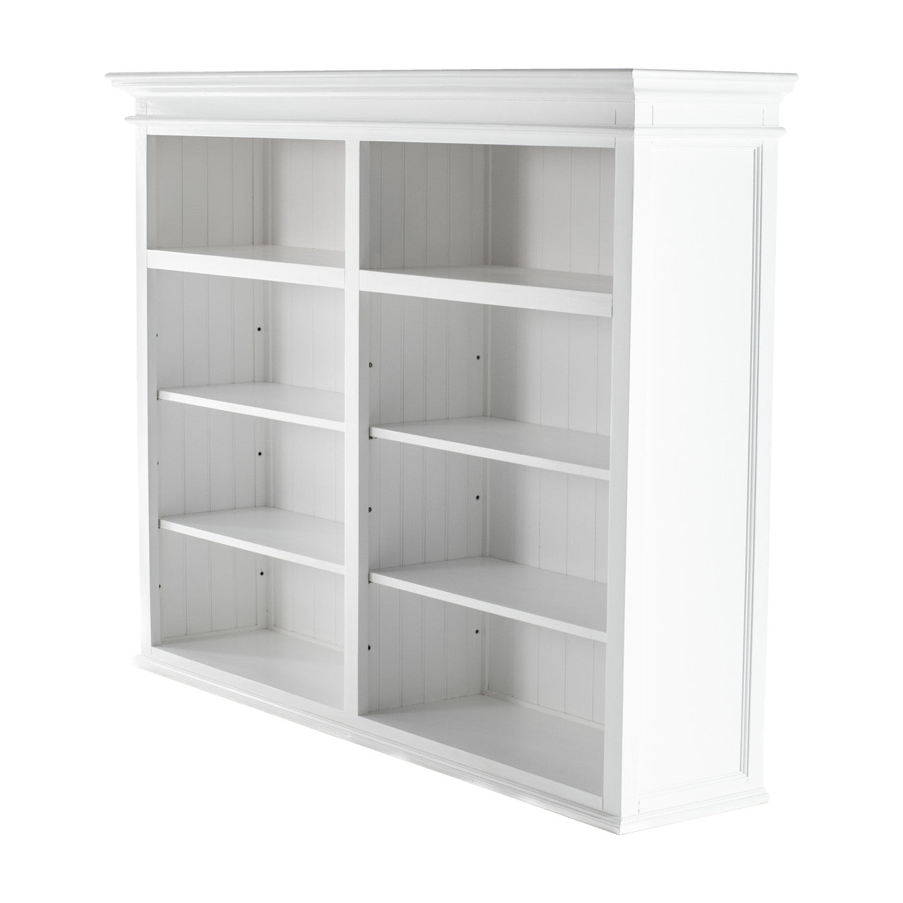 French Coastal Hutch Bookcase 5 Doors 3 Drawers 71"