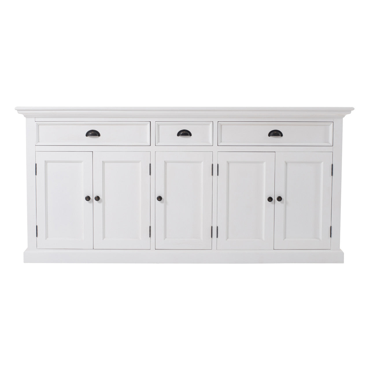 French Coastal Kitchen Hutch Cabinet with 5 Doors 3 Drawers 71"