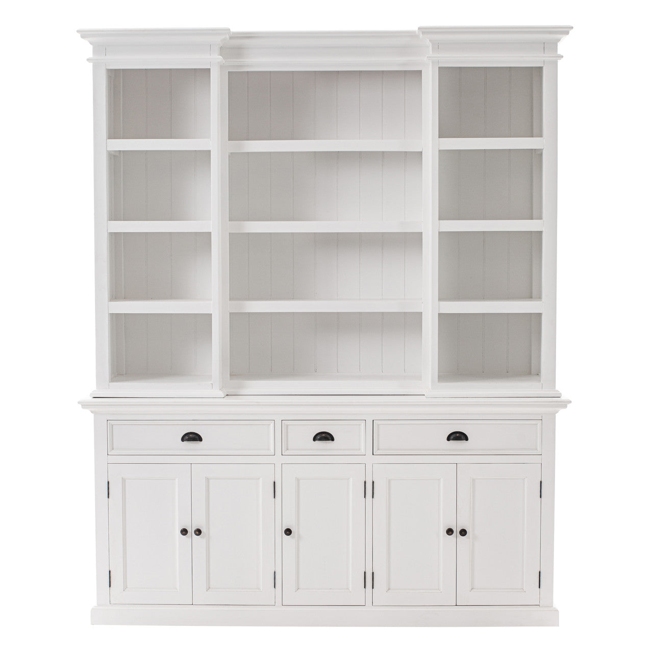 French Coastal Kitchen Hutch Cabinet with 5 Doors 3 Drawers 71"