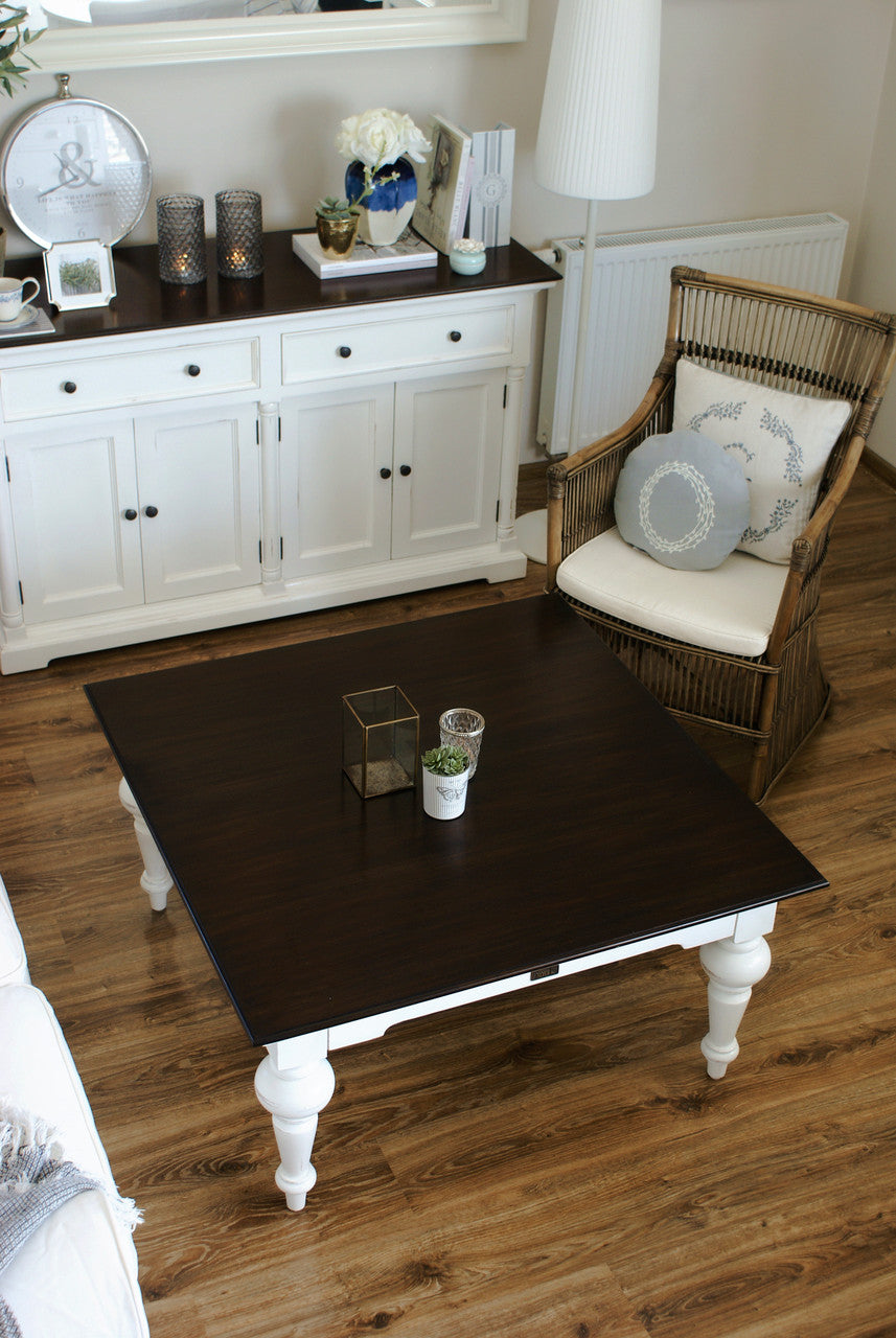 French Cottage Square Coffee Table 39"