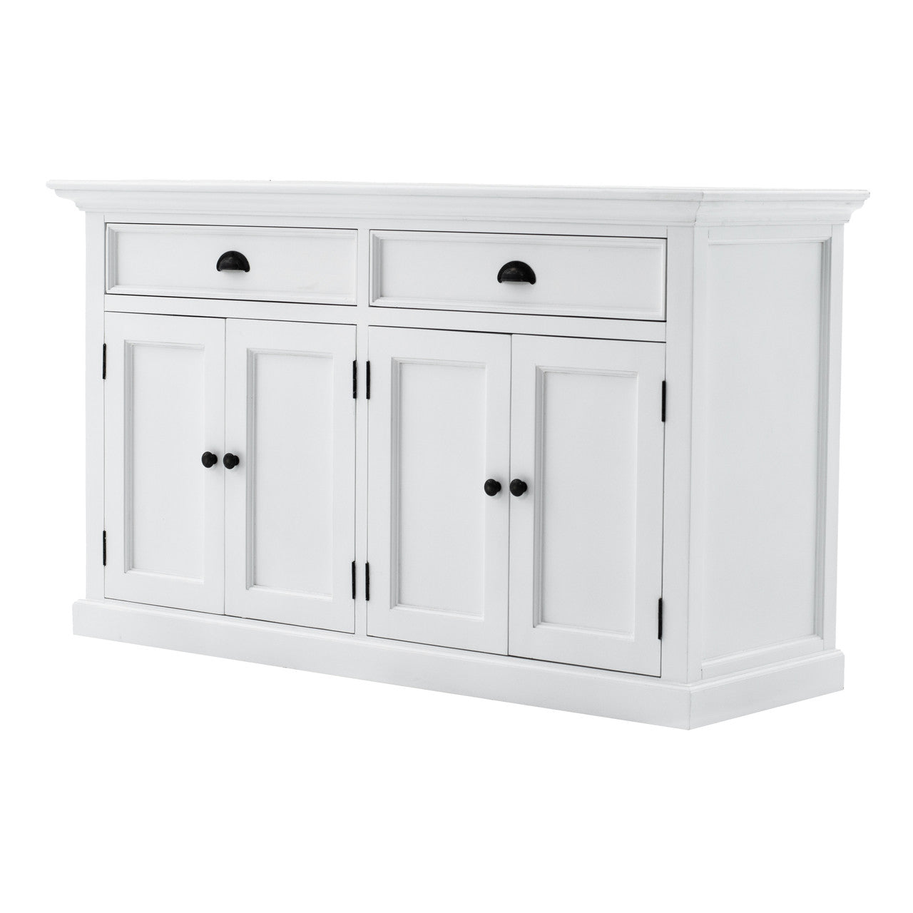 French Coastal Buffet Hutch Unit with 2 Adjustable Shelves 57"