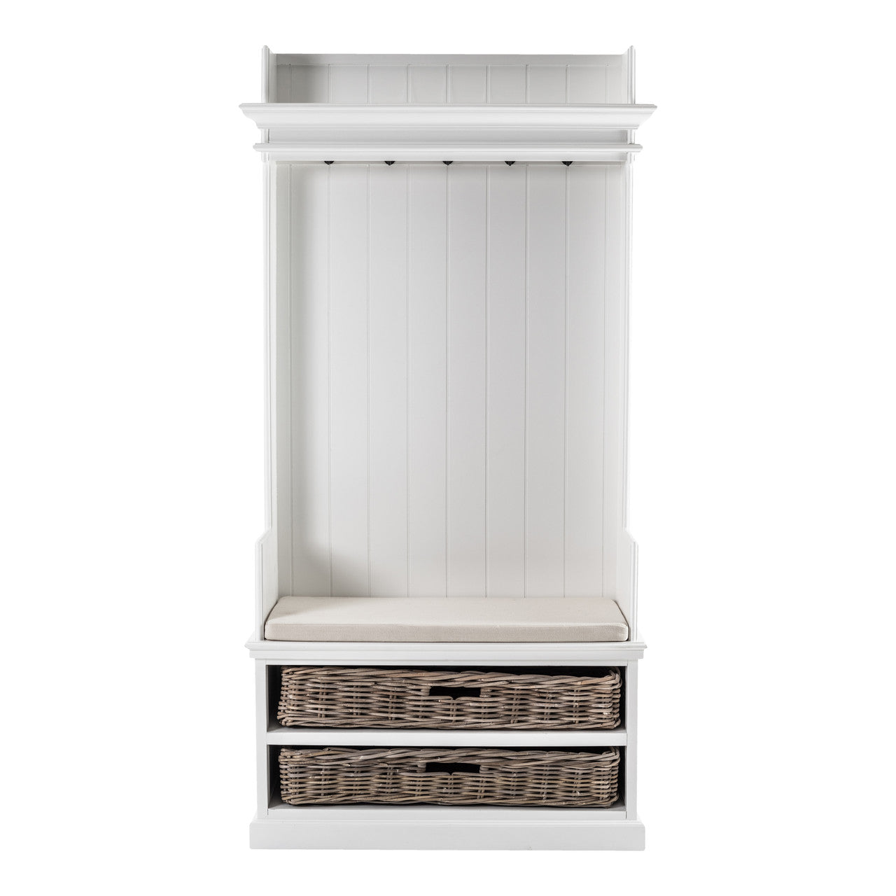 French Coastal Entryway Coat Rack & Bench Unit - ZNS-CA593