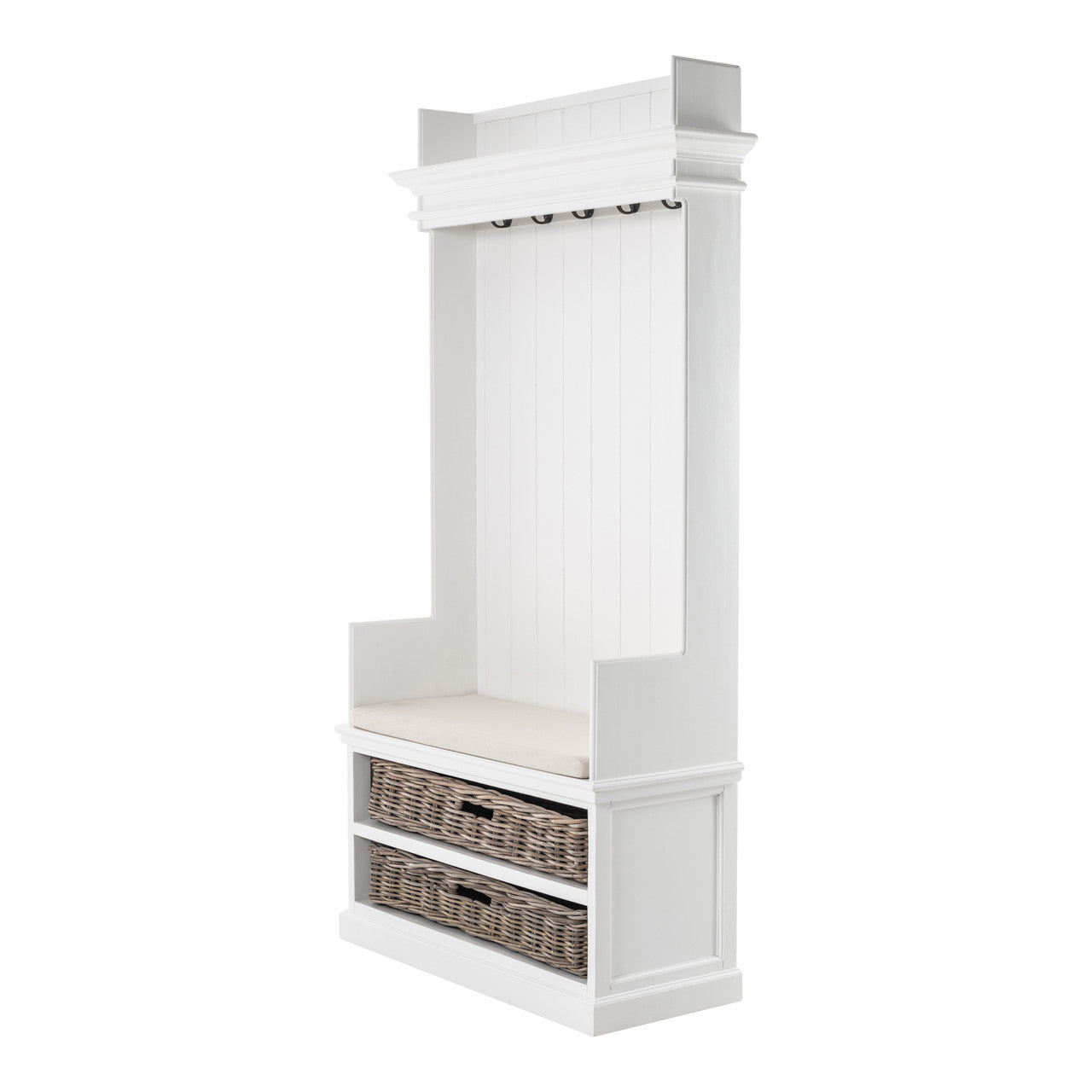 French Coastal Entryway Coat Rack & Bench Unit - ZNS-CA593