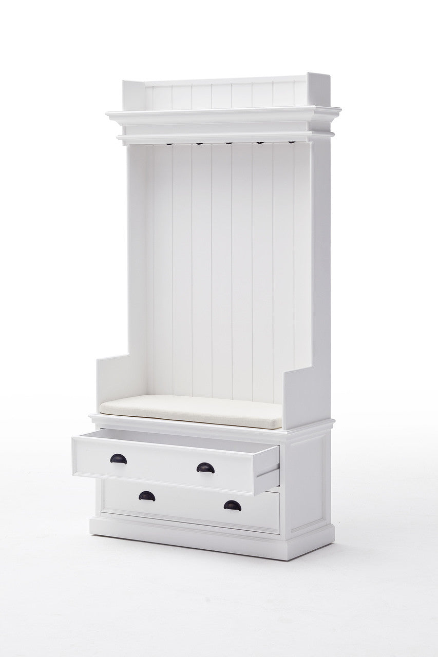 French Coastal Entryway Coat Rack & Bench Unit - ZNS-CA581