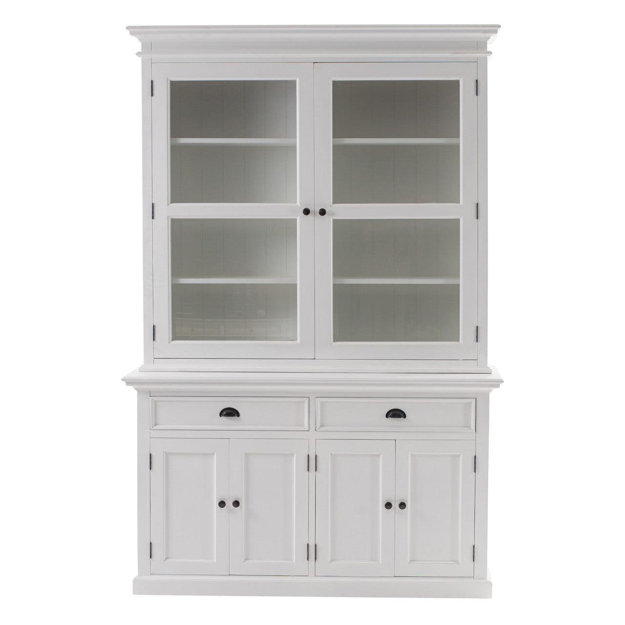 French Coastal Glass-Display Hutch Unit 57"