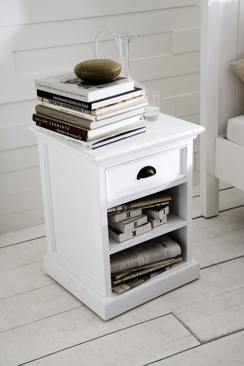 French Coastal Bedside Table with Shelves 18"