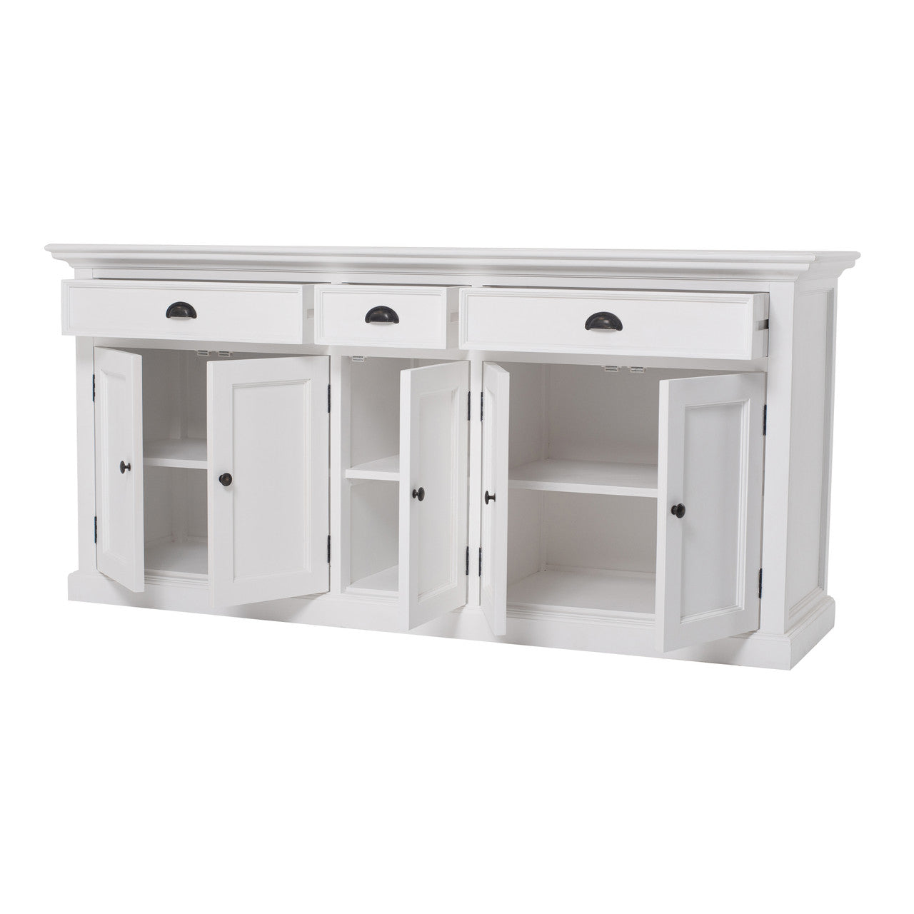 French Coastal Kitchen Hutch Cabinet with 5 Doors 3 Drawers 71"