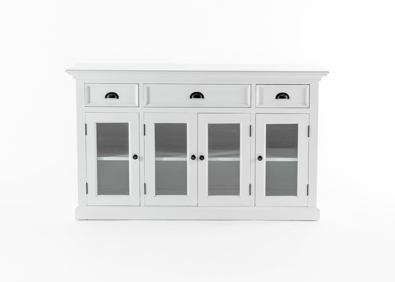 French Coastal Buffet with 4 Glass Doors 3 Drawers  57"