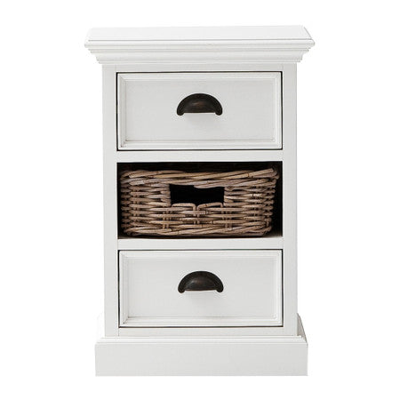 French Coastal Bedside Storage Unit with Basket 16"