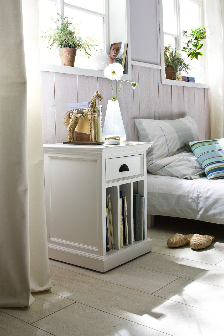 French Coastal Bedside Table with Dividers 18"