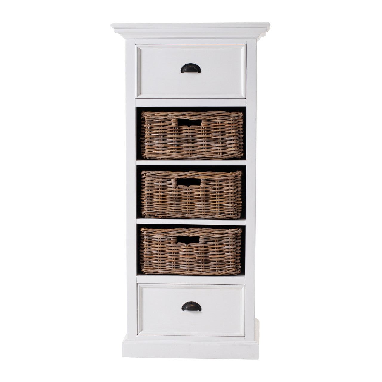 French Country Farmhouse Storage Unit with Basket Set 24"