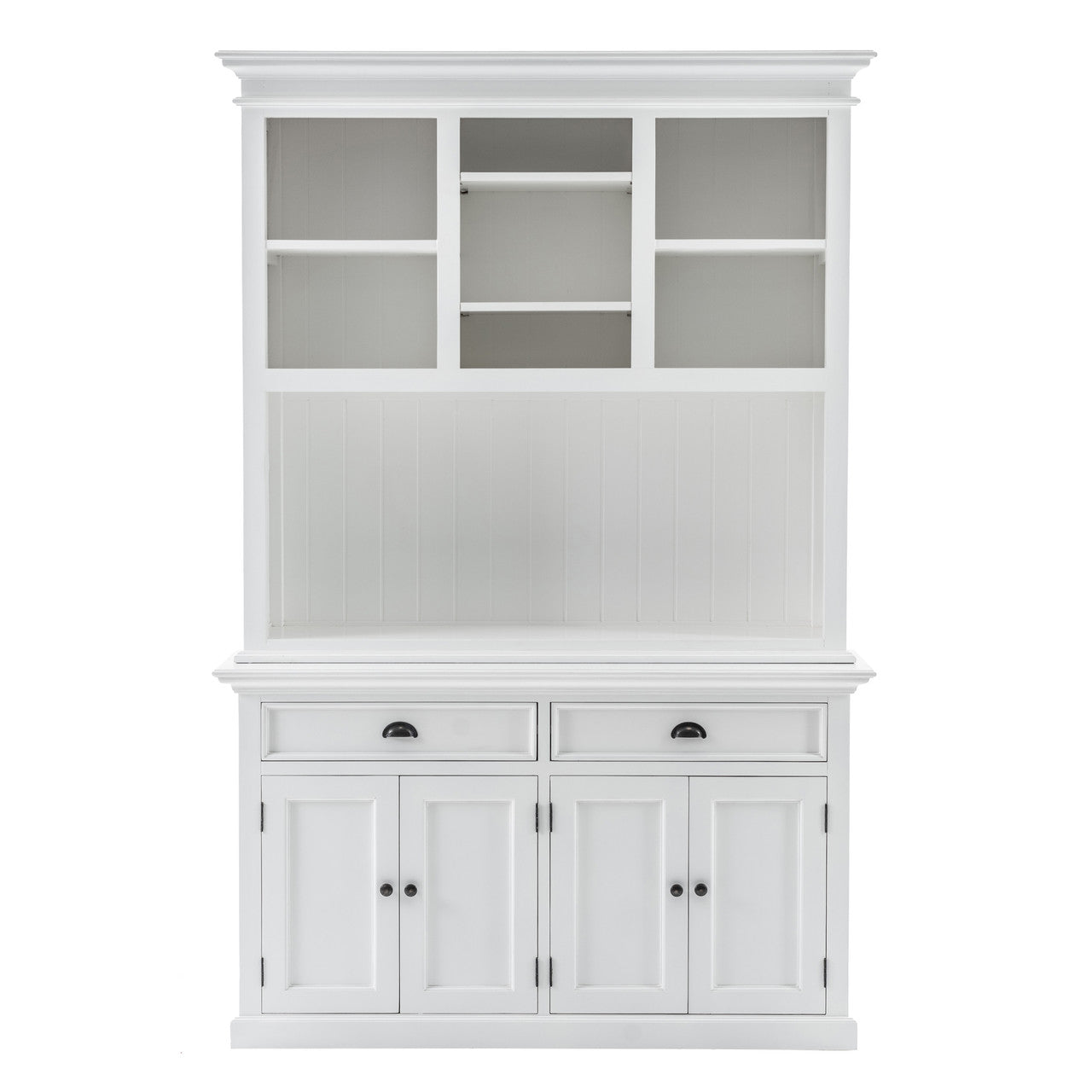 French Coastal Buffet Hutch Unit with 2 Adjustable Shelves 57"