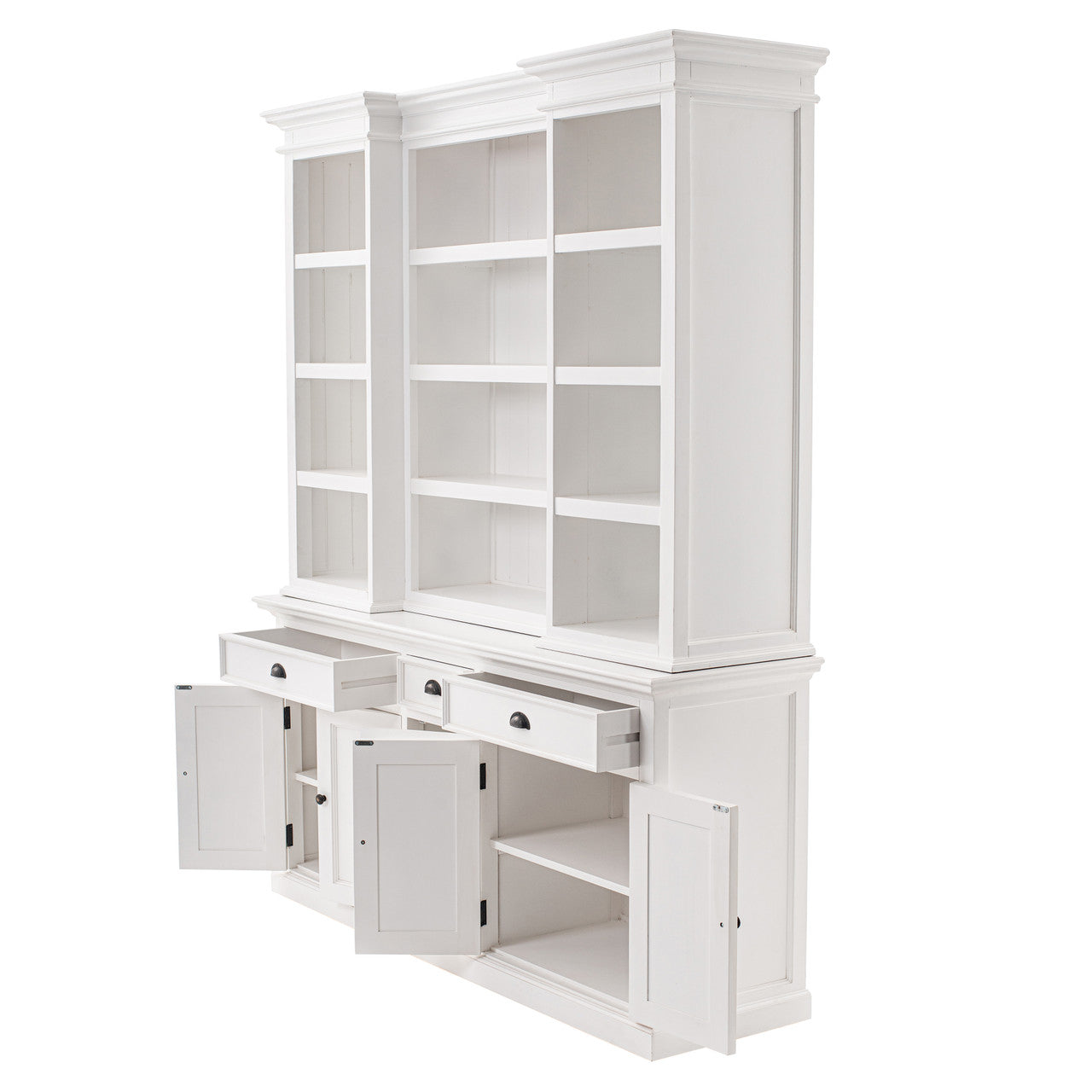 French Coastal Kitchen Hutch Cabinet with 5 Doors 3 Drawers 71"
