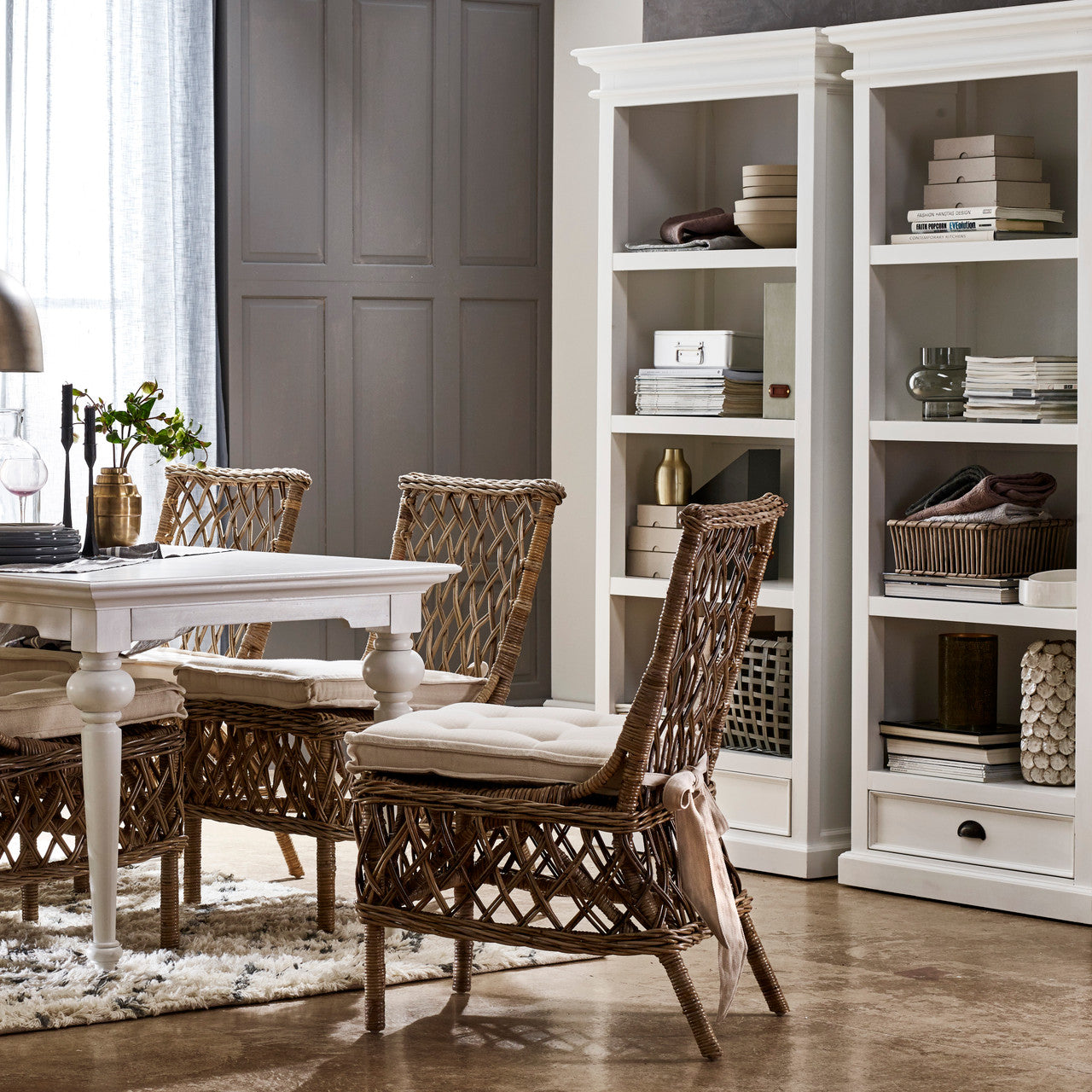 French Coastal Bookcase with 1 Drawer 32"