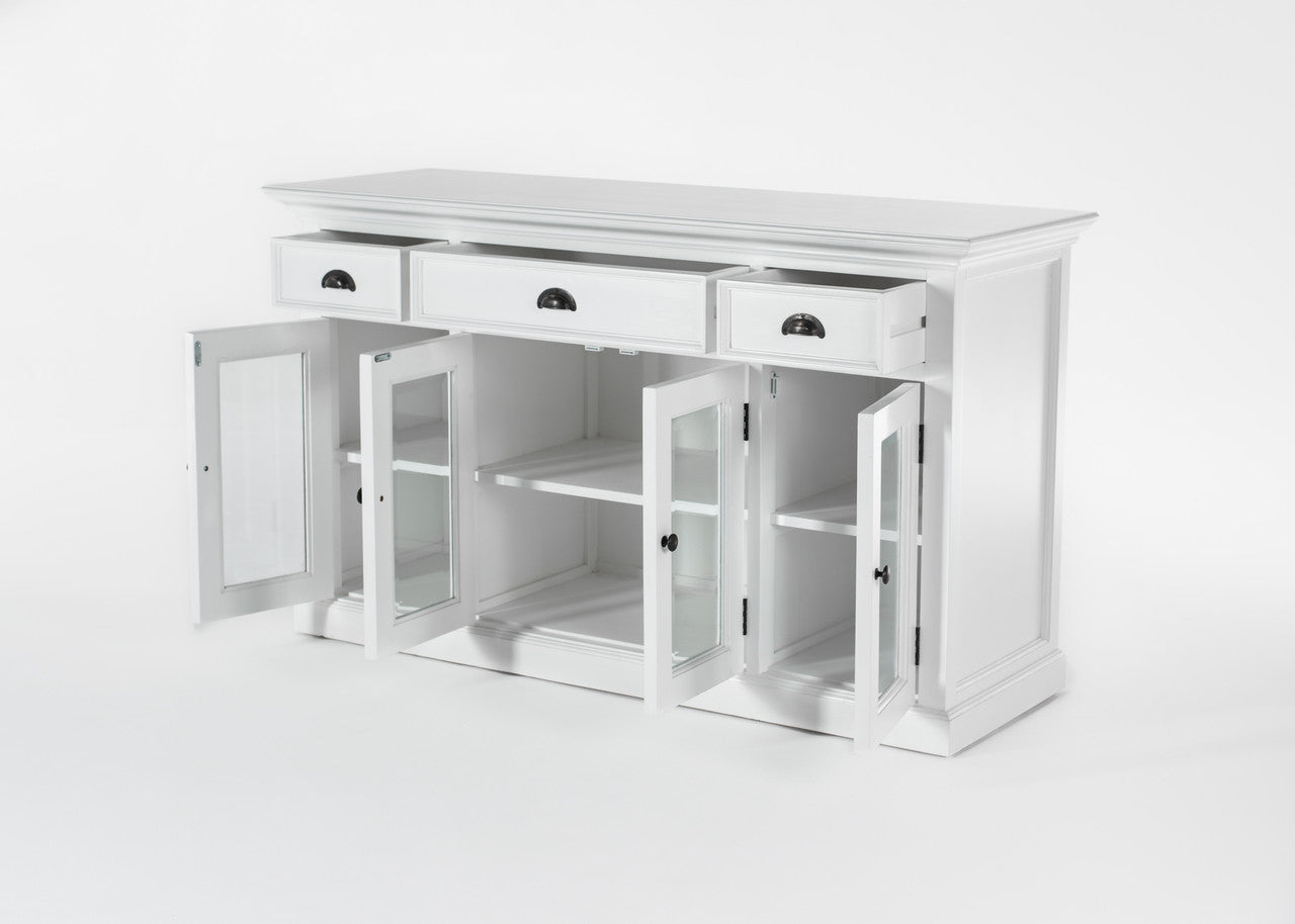 French Coastal Buffet with 4 Glass Doors 3 Drawers  57"