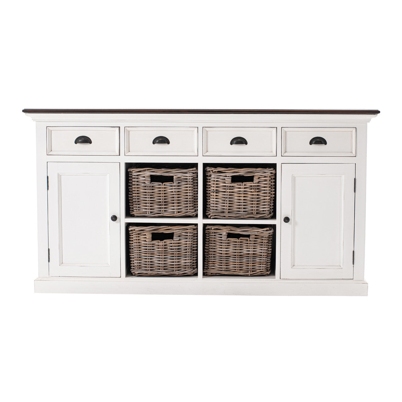 Modern Farmhouse Buffet with 4 Baskets 63"