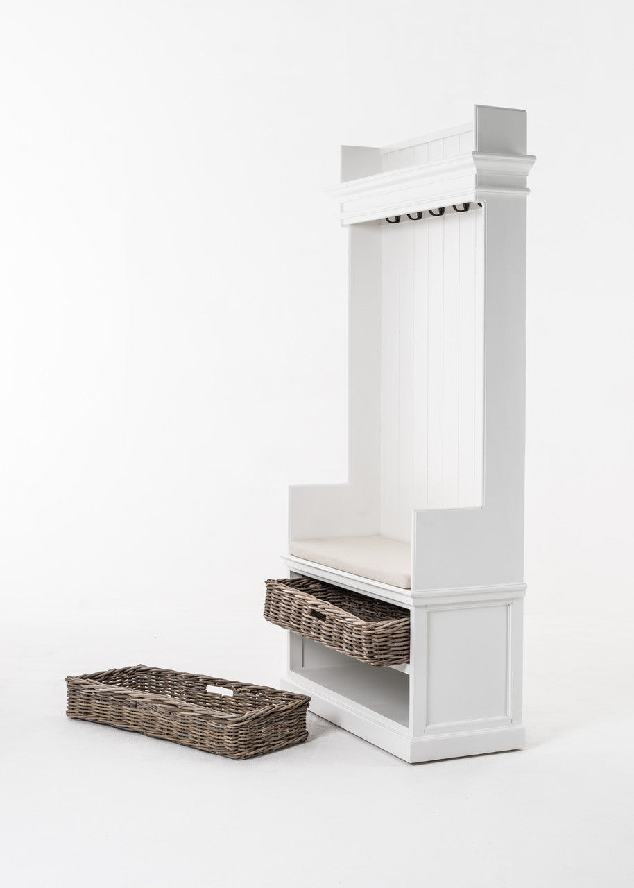 French Coastal Entryway Coat Rack & Bench Unit - ZNS-CA593