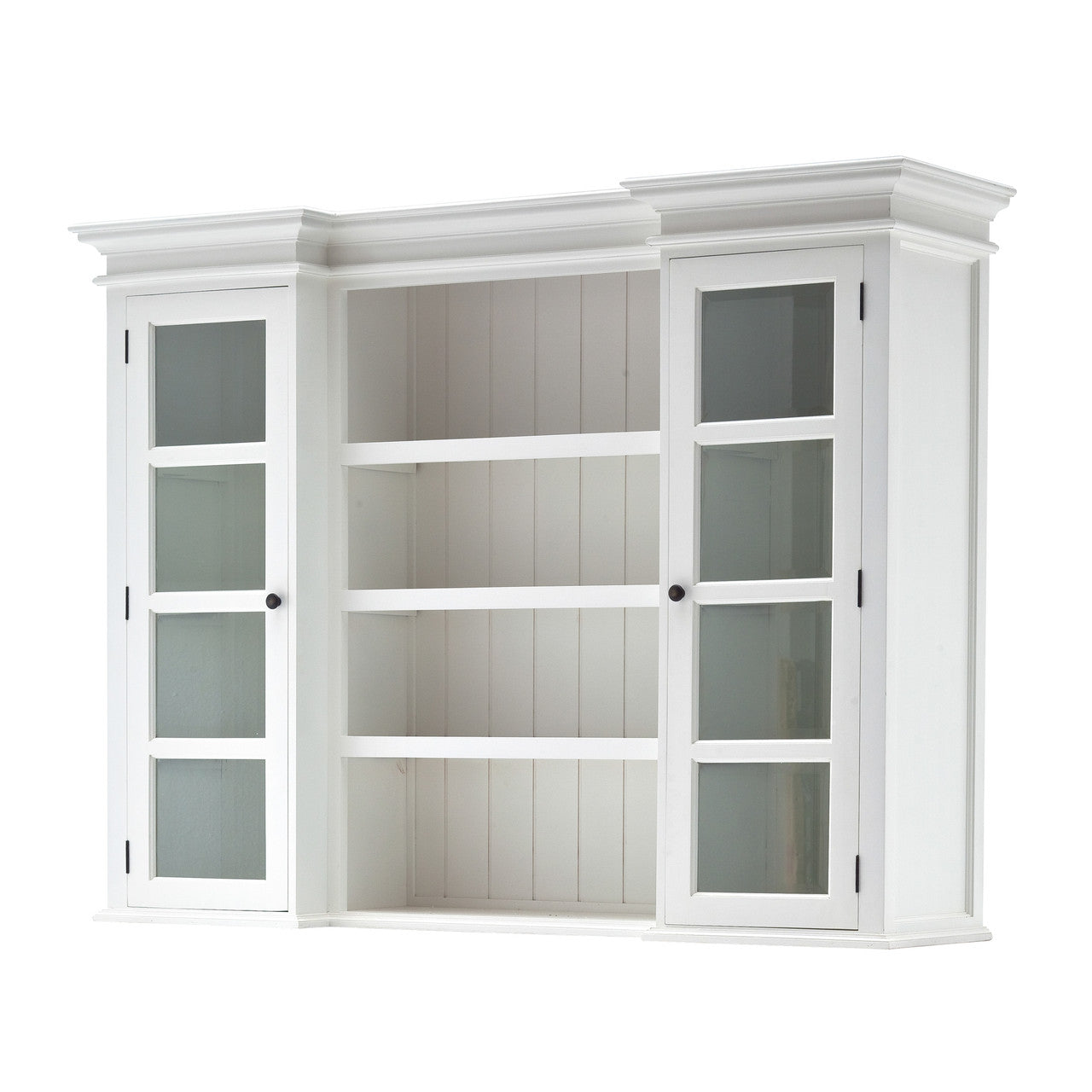French Coastal Library Hutch with Basket Set 71"