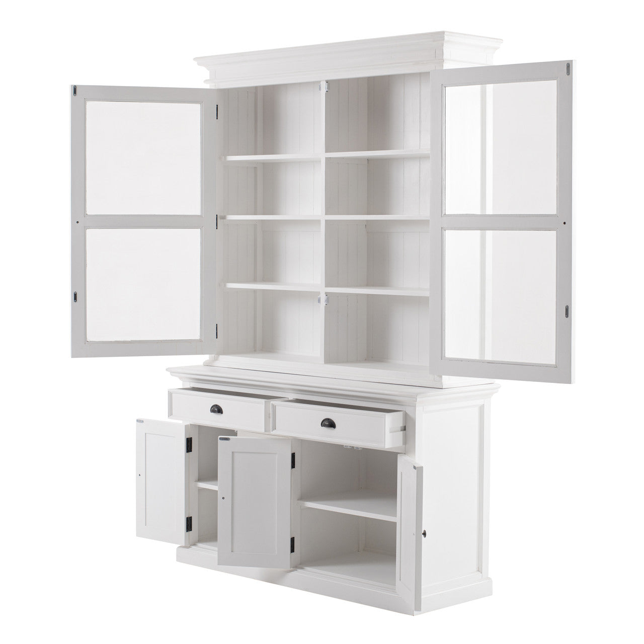 French Coastal Glass-Display Hutch Unit 57"