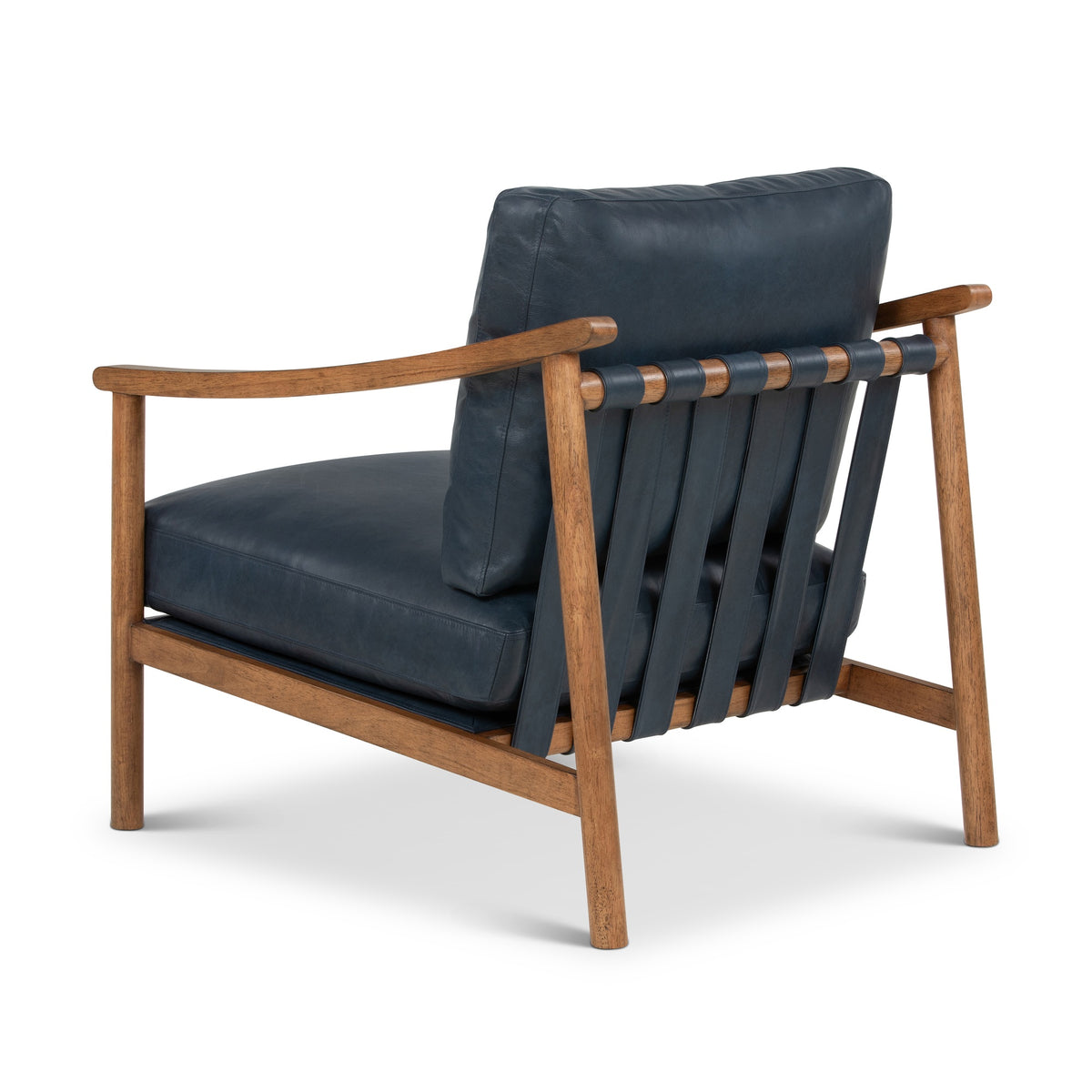 Rowan Leather Accent Chair Dark Oak, Oxford Blue by Urbia - detail 6