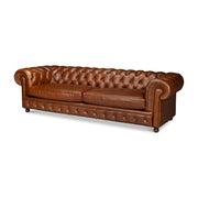 Savile Leather Sofa, Marseile Dark Brown by Sarreid Ltd