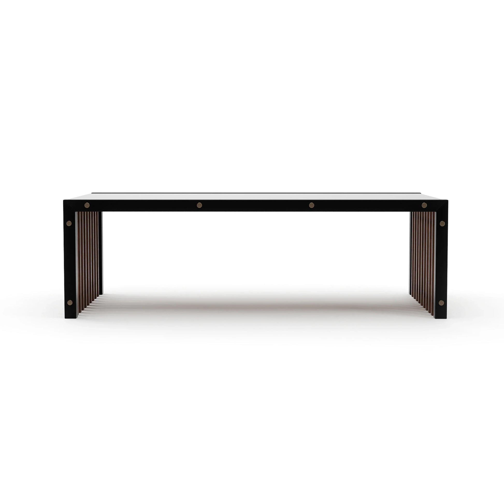 Pinstripe Dark Cocktail Table Champagne Gold 48" by Caracole