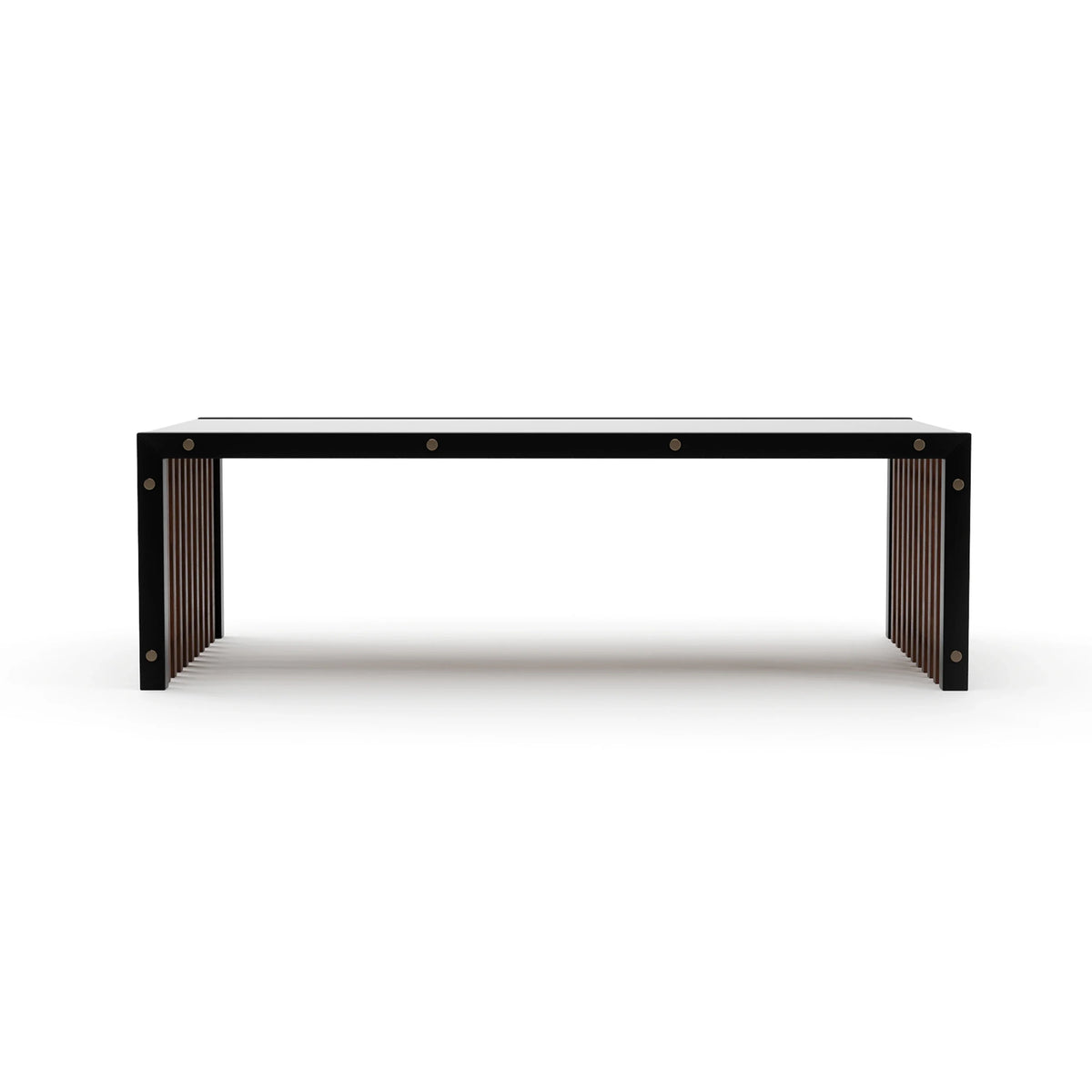 Pinstripe Dark Cocktail Table Champagne Gold 48" by Caracole