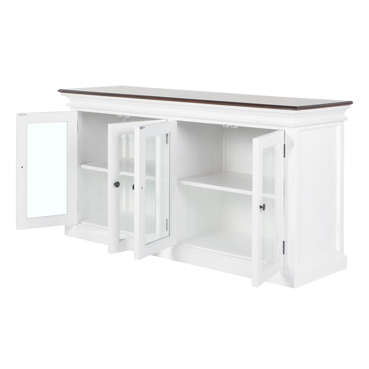 Modern Farmhouse Display Buffet with 4 Glass Doors 64"