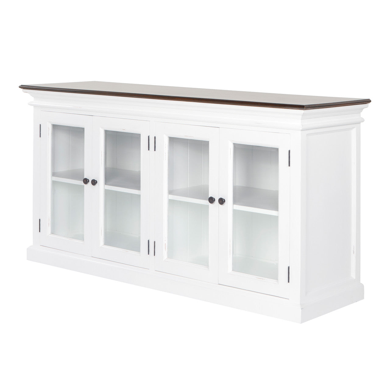 Modern Farmhouse Display Buffet with 4 Glass Doors 64"