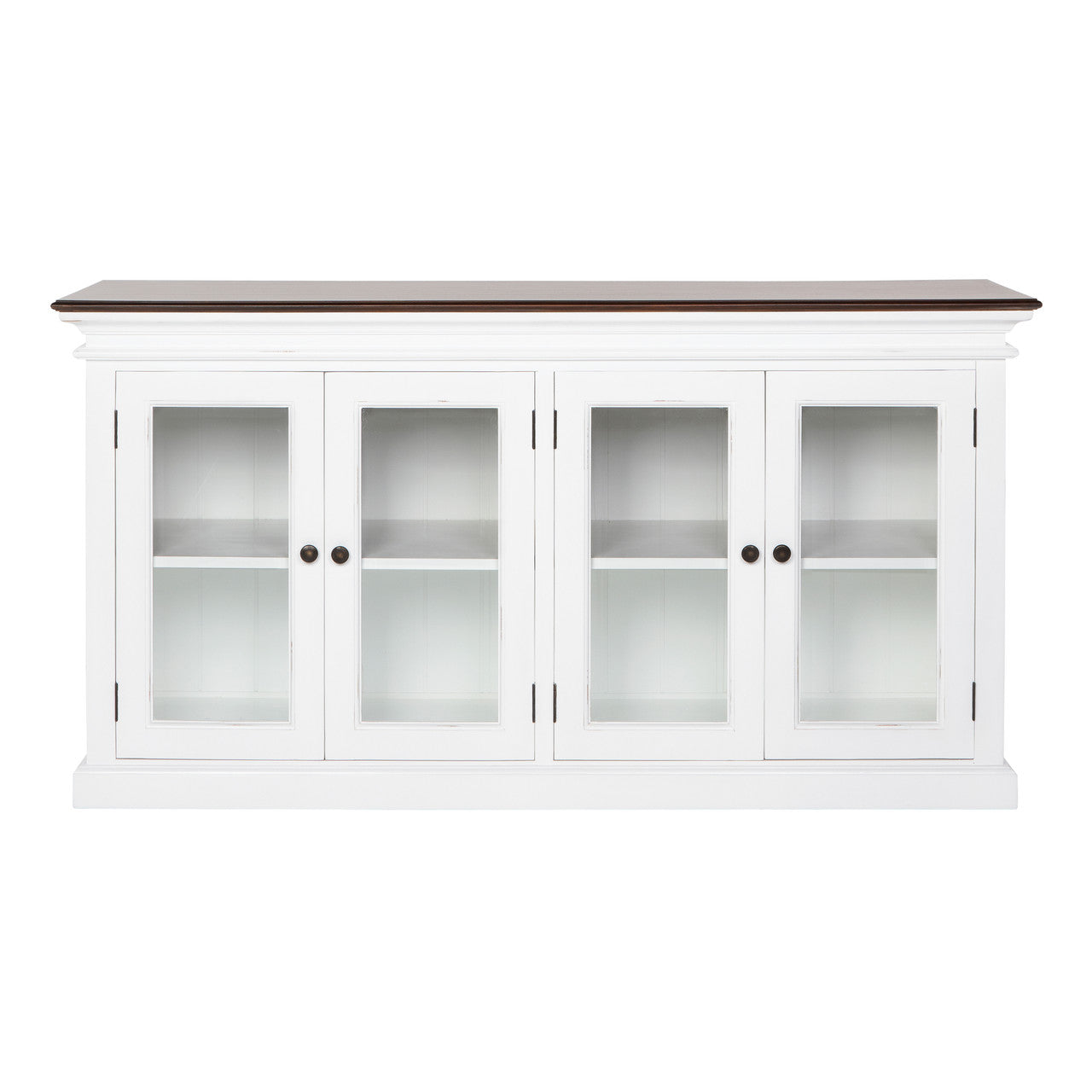 Modern Farmhouse Display Buffet with 4 Glass Doors 64"