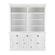French Coastal Hutch Bookcase 5 Doors 3 Drawers 71"