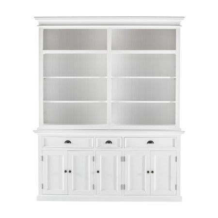 French Coastal Hutch Bookcase 5 Doors 3 Drawers 71"