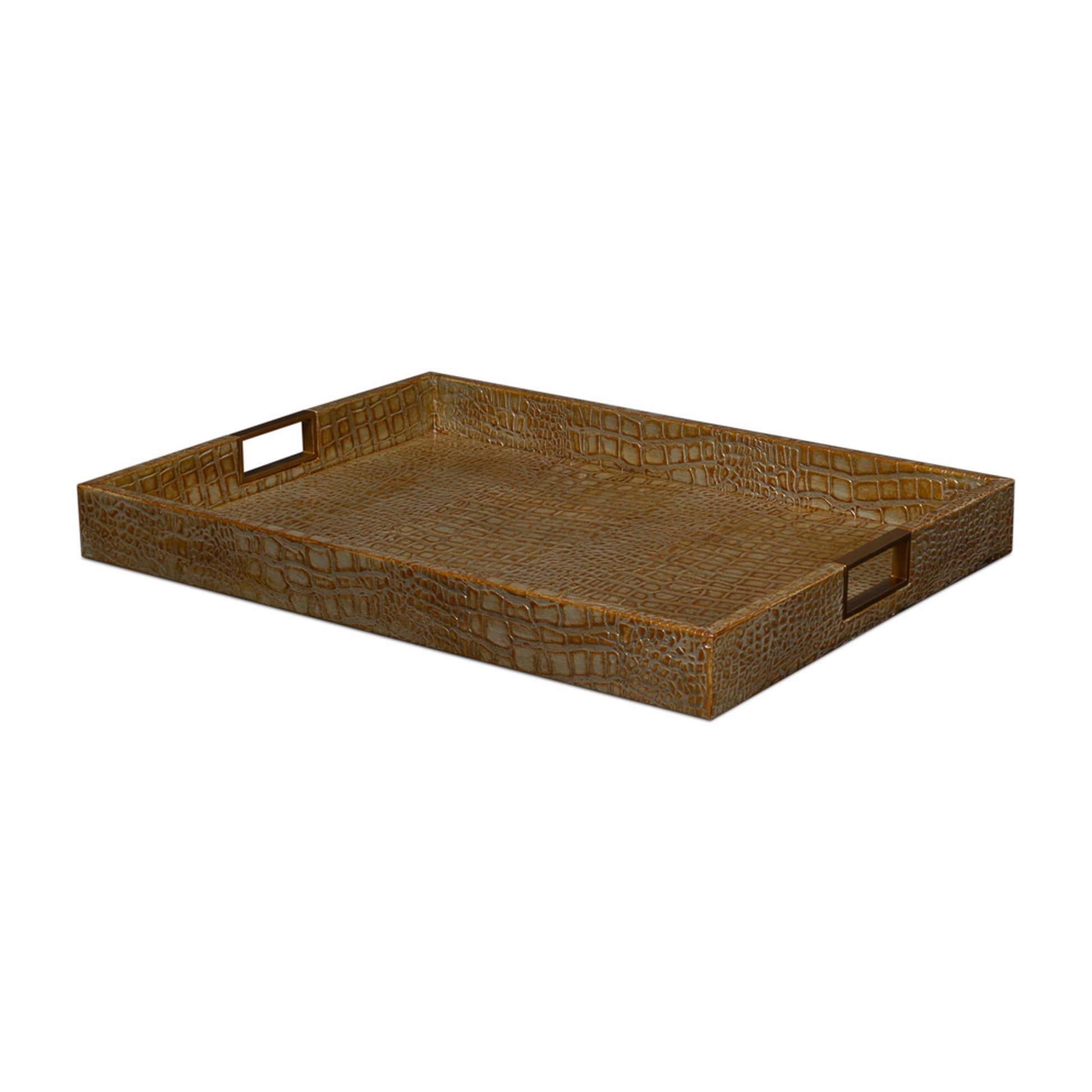 Norton Leather Tray,Croco Leather,Ant Gr by Sarreid Ltd
